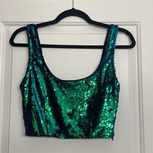 NWOT Forever 21 Oil Slick Sequin Crop Top
